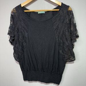 Queen Esther Black Lace Top Women’s Size Medium Whimsy Goth